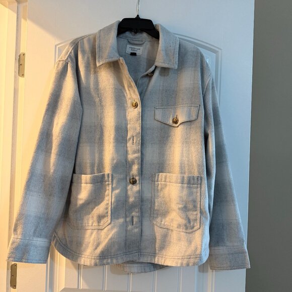American Eagle Plaid Shacket (Gray) - Picture 1 of 5